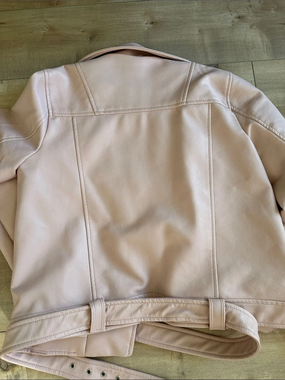 Zara Pink Faux Leather Moto Biker Jacket Girls Sz 13-14